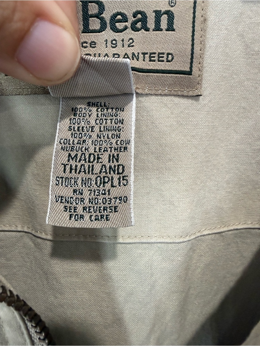 L.L.Bean Chore Jacket Canvas Barn Coat Leather Collar Beige XXL Tall - Picture 5 of 9